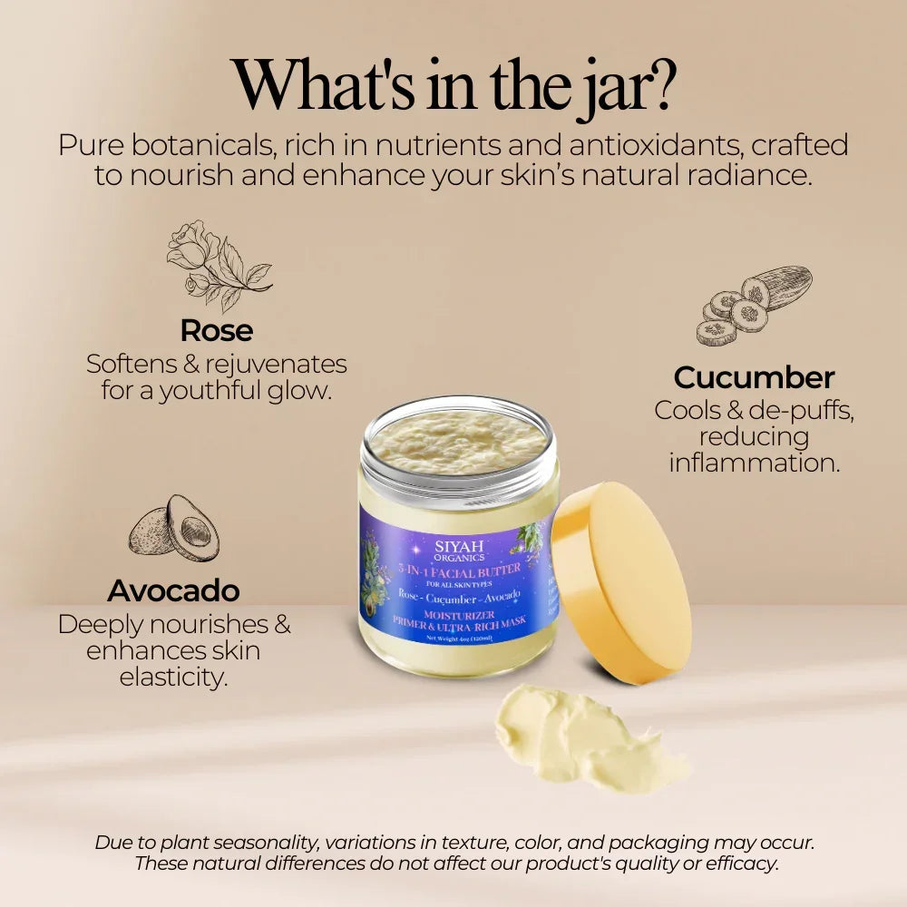 3-in-1 Facial Butter | Rose - Cucumber - Avocado
