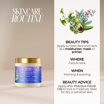 3-in-1 Facial Butter | Rose - Cucumber - Avocado